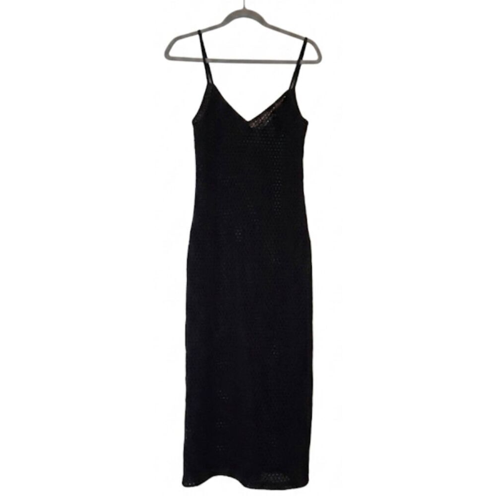 Mng womens small maxi sheer dress black romantic beach wear see through